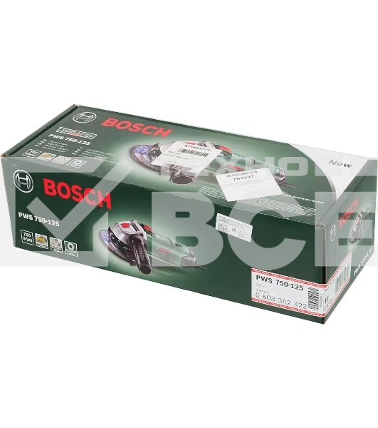 Сетевая угловая шлифмашина (болгарка) Bosch PWS 750-125, 750Вт, 125 мм, картон (06033A240D)