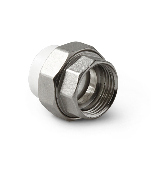 Соединение разборное 63 х 2' ВР полипропиленовое PPR белое