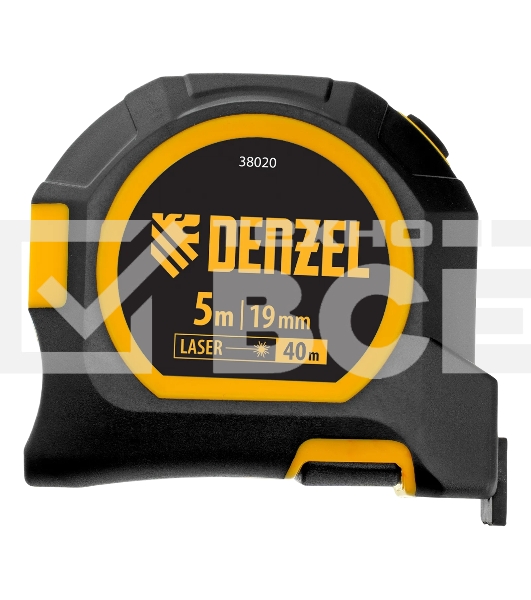 Лазерный дальномер с рулеткой Denzel LT-40, 5м x 19 мм, дальномер 40м, автомат. фиксация