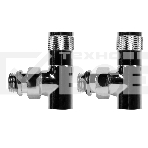 Набор дизайн-вентилей, PIANO, угловой (хром) 1/2