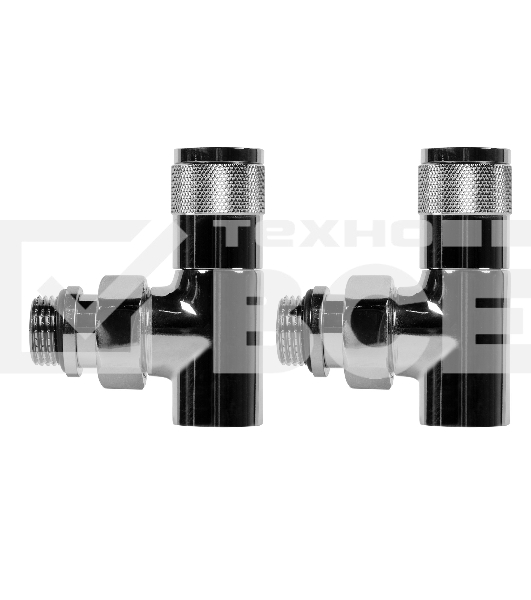 Набор дизайн-вентилей, PIANO, угловой (хром) 1/2