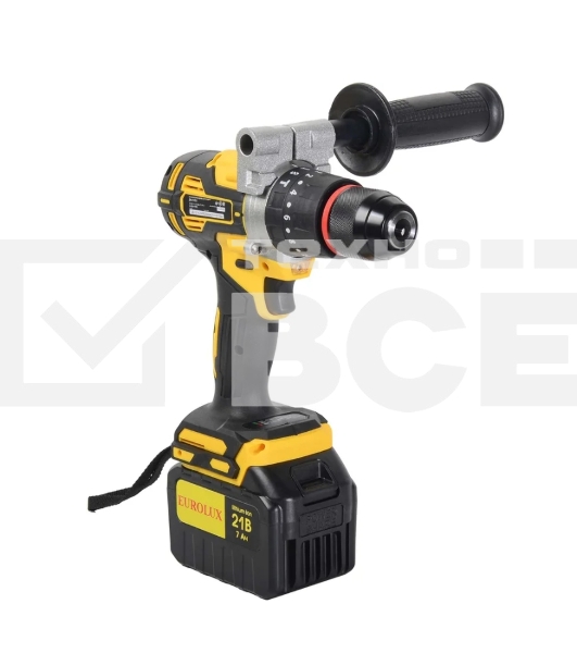 Дрель-шуруповерт Eurolux ДА-21/2Li, 20 В, 3 Ач, 55 Нм, бесщеточный