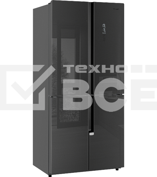 Холодильник Weissgauff WCD 450 INOX GLASS нержавеющая сталь трехкамерный side-by-side 286/141л морозилка снизу
