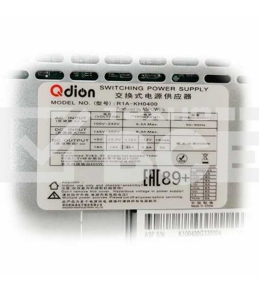 Серверный блок питания R1A-KH0400 (FPP-R1A-KH0400)    1U Redundant 400W (ШВГ=106*41,5*218mm), 80 PLUS  Gold, Oper.temp 0C~50C, AC/DC dual input