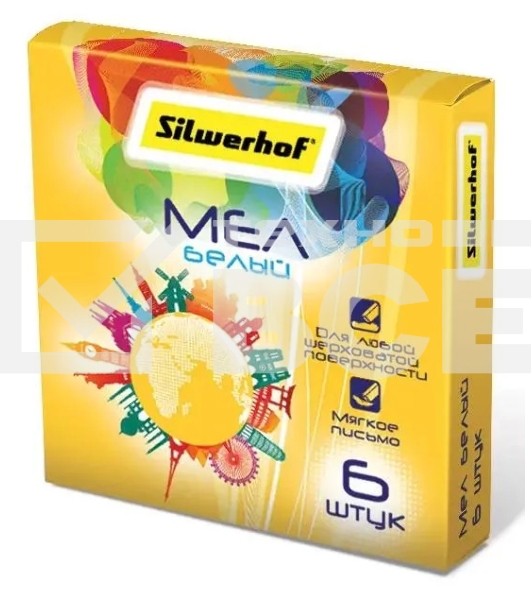 Мел белый Silwerhof 882085-06 Солнечная коллекция (6шт) картон.кор.