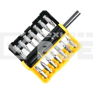 Набор бит 14 шт c держателем Deli DL251201 (SL4,SL5,SL6,PH0,PH1,PH2,PH3,T15,T20,T25,H5,H6,PZ1,PZ2), сталь S2, пласт.держатель