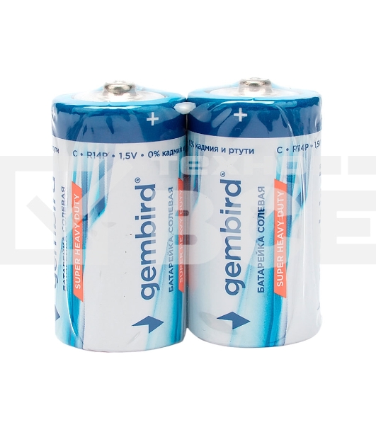 Батарейки солевые Gembird GB-R14P-2F, тип С(R14P), 2шт, пленка