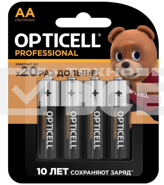 Элемент питания алкалиновый AA/LR6 (блист. 4шт) Professional Opticell 5052001