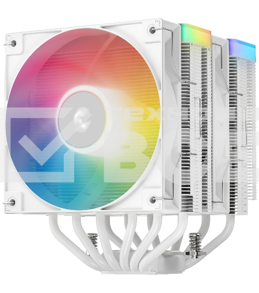 Кулер для процессора DEEPCOOL AG620 WH ARGB V2 LGA20XX/1700/1200/115X/AM5/AM4 (9шт/кор, TDP 260W, PWM, ARGB DUAL Fan 120mm, 6 тепл. трубок, белый) RET