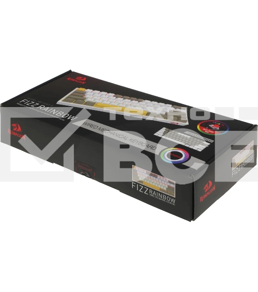 Клавиатура проводная REDRAGON Fizz RU,Rainbow,бежевый/желтый,red свитч