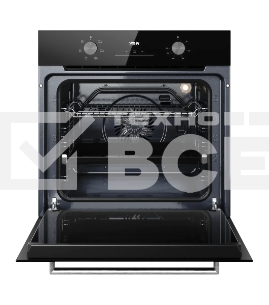 Духовой шкаф Kuppersberg HO 606 X line, High-Tech, 78 л, поворотное управление, дисплей, таймер, 6 режимов, макс. температура 310 градусов, телескопические направляющие (на 1 уровень), цвет черный, цвет фурнитуры нержавеющая сталь