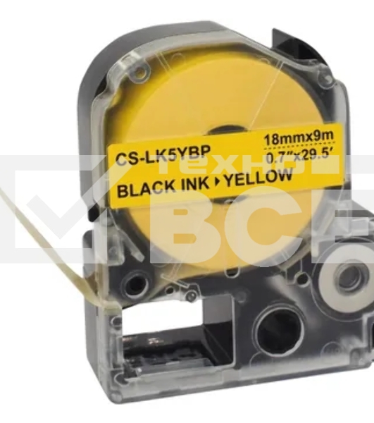 Картридж ленточный Cactus CS-LK5YBP черный, 18мм, 9м для Epson LW400/LW700/LW600P/LW1000P/K400/Z700/Z900