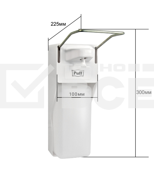 Локтевой дозатор для жидкого мыла и дез. растворов, 1000 мл Puff-8197 пластиковый