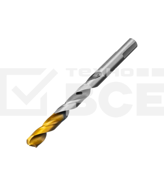 Сверло спиральное по металлу Denzel 10 x 133мм, Р6М5, Golden Tip, многогранная заточка