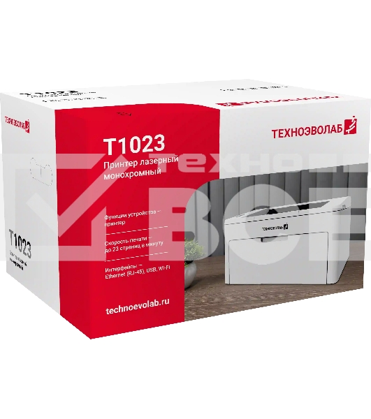 Принтер лазерный Техноэволаб T1023 Принтер, до 23 стр/мин, A4, USB/Ethernet и Wi-Fi, лоток подачи 150 листов, 220В (T1023nw)