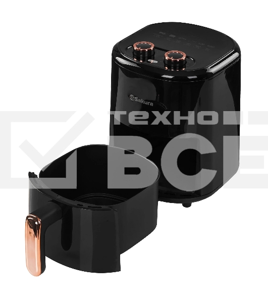 Аэрогриль Sakura SA-7677BK черный, 1200 Вт, 4 л, механическое управление, 9 программ