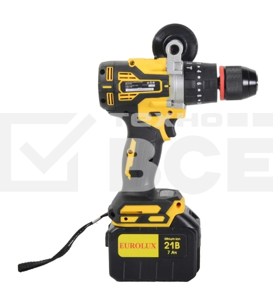 Дрель-шуруповерт Eurolux ДА-21/2Li, 20 В, 3 Ач, 55 Нм, бесщеточный