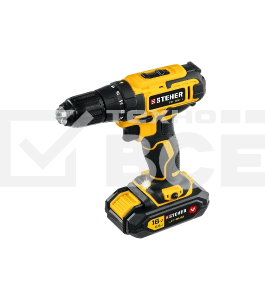 Дрель-шуруповерт аккумуляторная STEHER CD-160-1, Аккумуляторная, 16В, Кейс