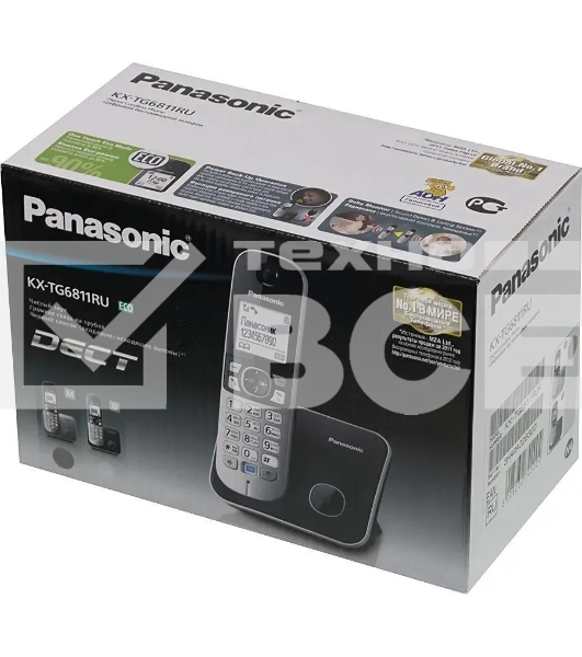 Телефон беспроводной (DECT) Panasonic KX-TG6811RUM (серебристый) {Беспроводной DECT,40 мелодий,телефонный справочник 120 зап.}