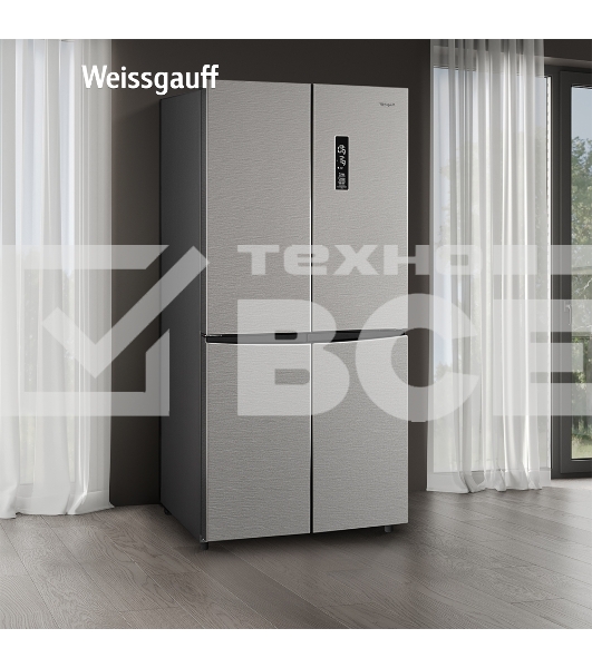 Холодильник Weissgauff WCD 450 INVERTER белый трехкамерный side-by-side 286/141л морозилка снизу Full No Frost