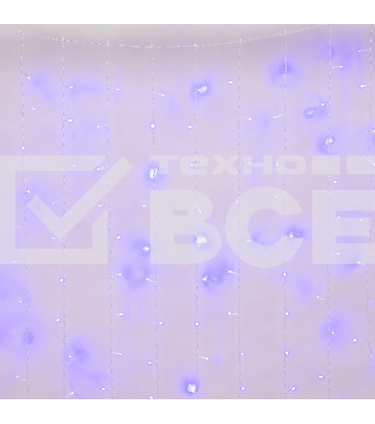 Занавес светодиодный с эффектом мерцания 3х2м Соединяемый 240 светодиодов Синий свет Провод прозрачный
