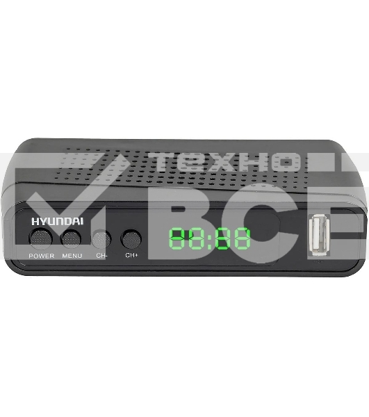 Приставка для цифрового ТВ Hyundai H-DVB520 черный, DVB-T2, DVB-T, DVB-C, HDMI, USB 2.0 х2
