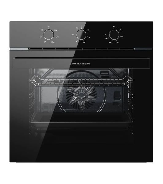 Духовой шкаф Kuppersberg HO 603 Black Glass, High-Tech, 78 л, поворотное управление, таймер, 6 режимов, макс. температура 310 градусов, энергоэффективность А, цвет черный, цвет фурнитуры черный