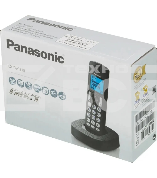 Телефон беспроводной (DECT) Panasonic KX-TGC310RU1 черный АОН