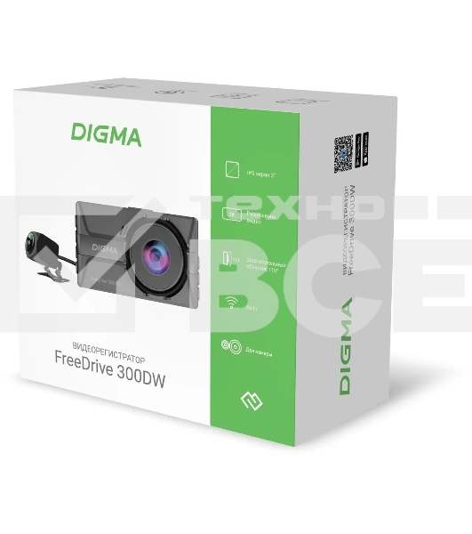 Видеорегистратор Digma FreeDrive 300DW черный 2Mpix 1440x2560 1440p 130гр.