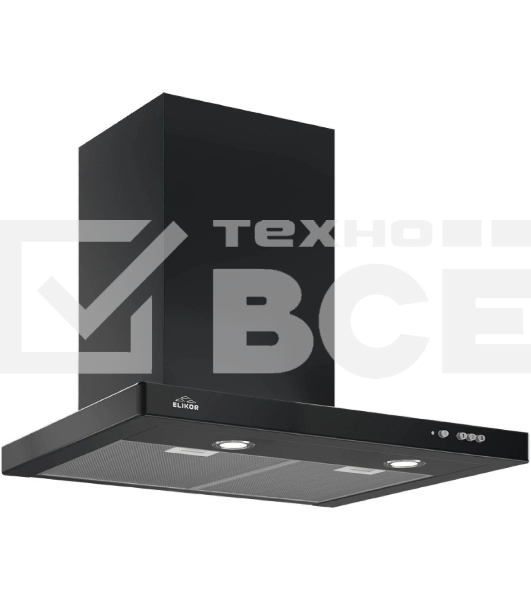 Вытяжка каминная Elikor Квадра 60П-650-К3Д черный, 60 см, 650 куб. м/ч, 56 дБ