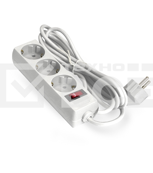 Удлинитель ExeGate EC-3-5W EX279353RUS белый, 5 м, евровилка, 3 розетки, 2200 Вт