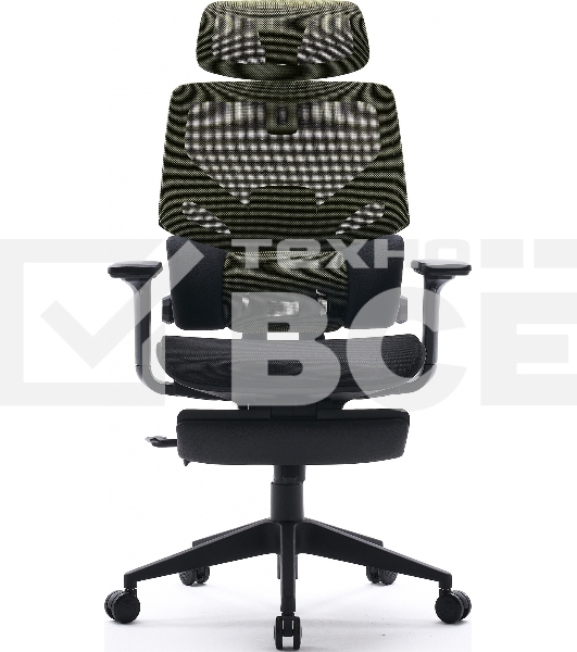 Кресло офисное Cactus CS-CHR-MC01-LGNBK салатовый, сиденье черный, сетка/ткань, с подголов. крестов. пластик, подст. для ног