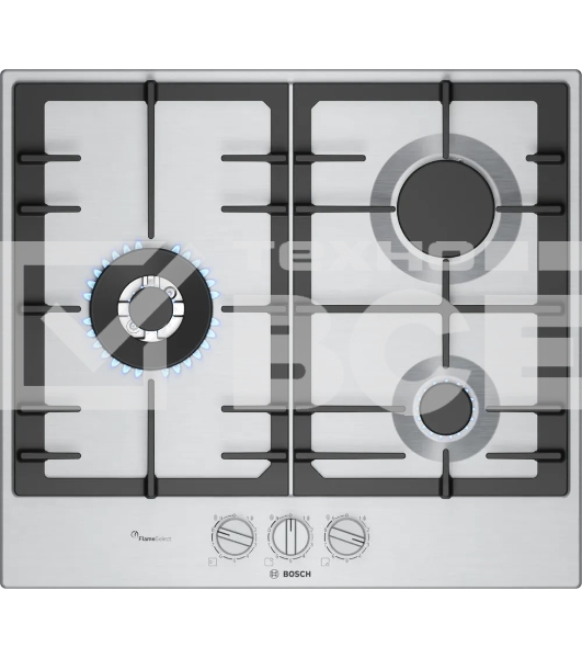 Газовая варочная панель Bosch PCC6A5I90 серебристый