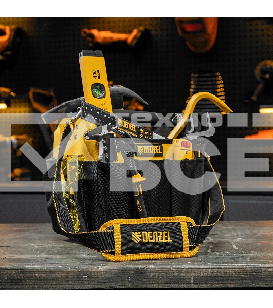 Переноска для инструмента Denzel 260х240х300 мм, 22 кармана, наплечный ремень