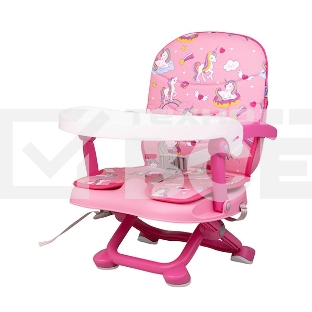 Стульчик для кормления BQ BCH012 Unicorns. Стульчик-бустер BQ BCH012. Гипоалергенные безопасные материалы/Съемный чехол из экокожи. Удобный, устойчив к загрязнению и легко моется/Съемная столешница/Безопасность малыша: устойчивая конструкция, нескользящие