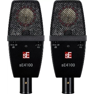 Микрофон конденсаторный sE Electronics SE 4100 Pair подобранная пара универсальных студийных конденсаторных микрофонов с большой диафрагмой 1', 20 Гц - 20 кГц, кардиоида, комплектация: два держателя 'паук', два резьбовых адаптера, планка для крепления