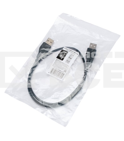 Кабель USB2.0 Cablexpert CC-USB2-AMAM-0.6M, AM/AM, экран, 28/26AWG, медь, Pro, 0.6м, черный, пакет