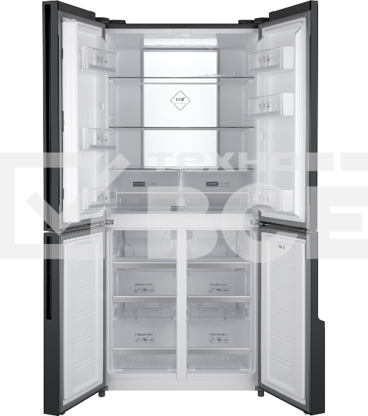 Холодильник Weissgauff WCD 450 INOX GLASS нержавеющая сталь трехкамерный side-by-side 286/141л морозилка снизу