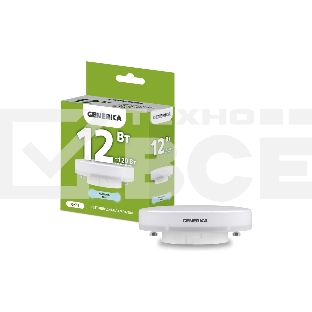 Лампа светодиодная GENERICA LL-T80-12-230-65-GX53-G T80 12Вт таблетка 6500К GX53 230В