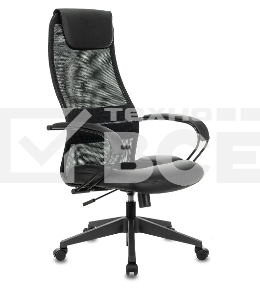 Кресло руководителя Бюрократ CH-608/BLACK TW-01 TW-11 черный, спинка сетка, искусст.кожа/ткань