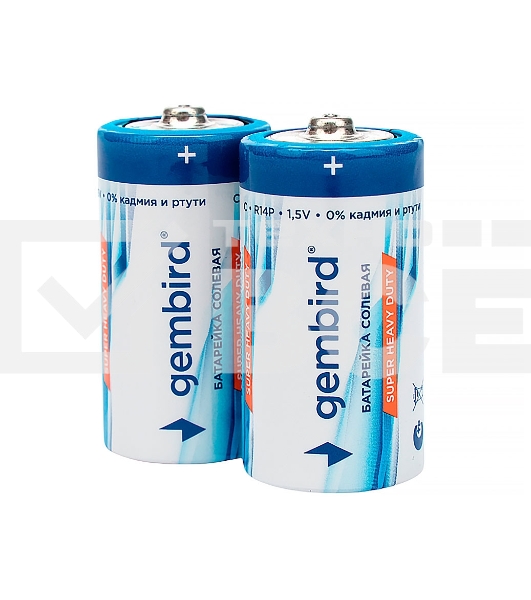 Батарейки солевые Gembird GB-R14P-2F, тип С(R14P), 2шт, пленка