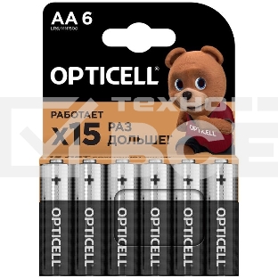 Элемент питания алкалиновый AA/LR6 (блист. 6шт) Basic Opticell 5051006