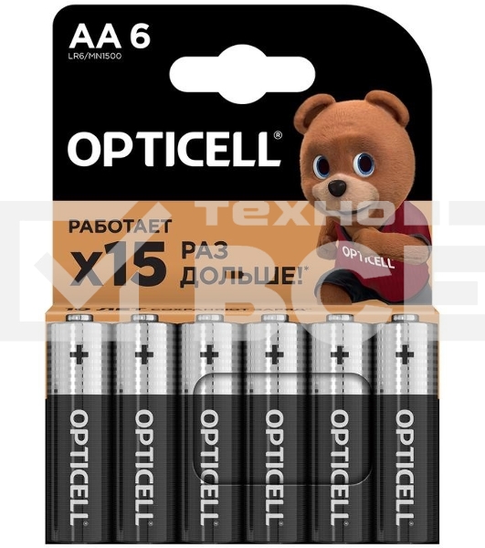 Элемент питания алкалиновый AA/LR6 (блист. 6шт) Basic Opticell 5051006