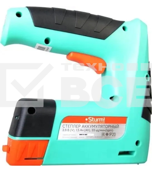 Степлер аккумуляторный Sturm! CET1201 скобы тип 53: 11.4мм 4-10мм гвозди тип 47: 14мм