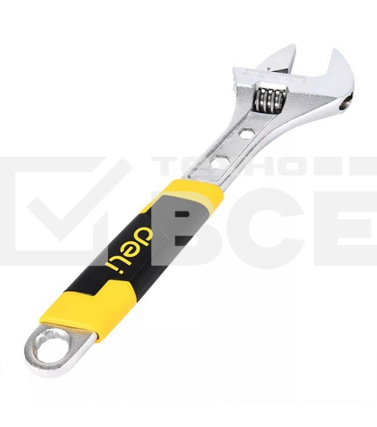 Разводной ключ Deli DL30112 150мм, обрезиненная ручка, диапазон захвата 0-36мм