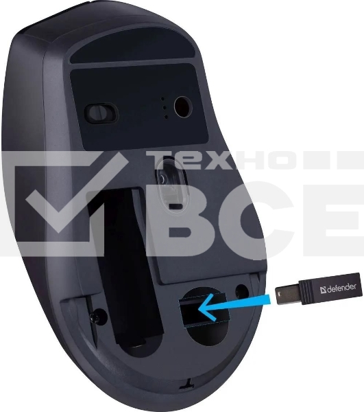 Мышь беспроводная Defender Effect X MS-095 черный, 1600 dpi, радиоканал, USB, кнопки - 6