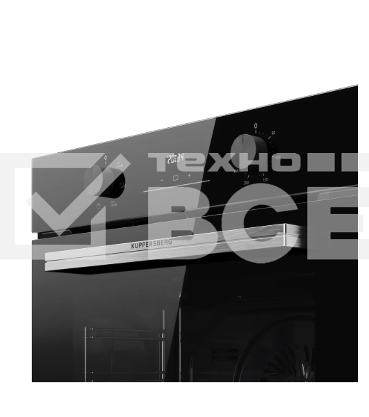 Духовой шкаф Kuppersberg HO 606 X line, High-Tech, 78 л, поворотное управление, дисплей, таймер, 6 режимов, макс. температура 310 градусов, телескопические направляющие (на 1 уровень), цвет черный, цвет фурнитуры нержавеющая сталь
