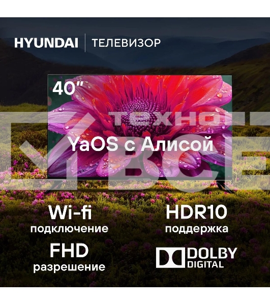 Телевизор Hyundai 40' H-LED40BS5003 черный LED FHD 60Hz Smart TV