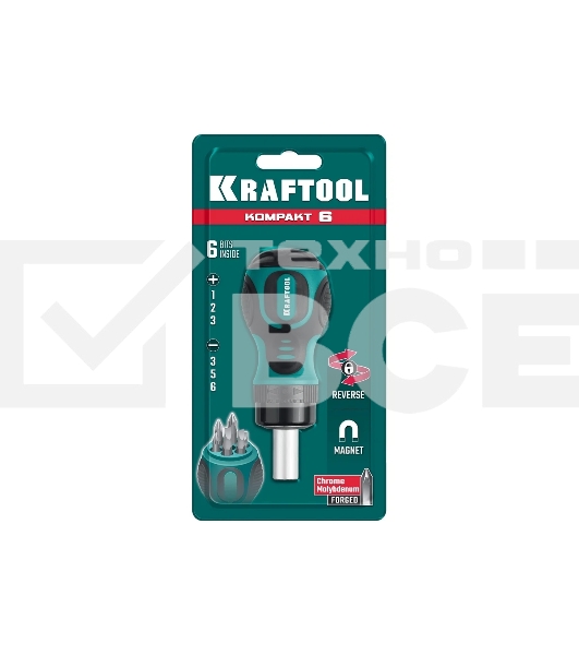 Набор KRAFTOOL 26190-H7 отвертка реверсивная с битами SL3/5/6мм PH1/2/3 7шт