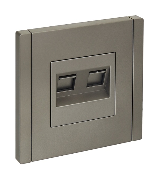 Розетка компьютерная IEK FORTE&PIANO FP533 2-ая RJ45 кат.5E сталь